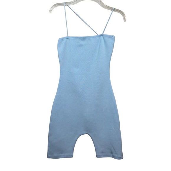 Alamour The Label Pants - ALAMOUR The Label Kendall Romper, Ribbed, Cross back Straps, Baby Blue, Size XS